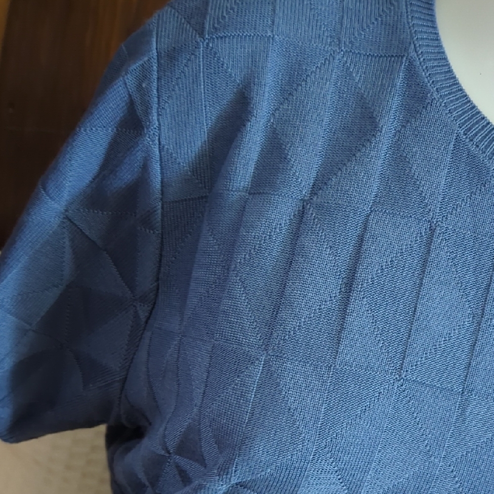 💙 Textured Knit Short Sleeve Pullover – Blue | Size XL | Fred Dunner 💙 - Picture 6 of 16